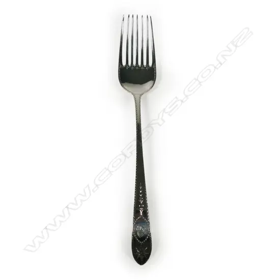 A quality uncommon Irish George III silver serving fork (runcible spoon),