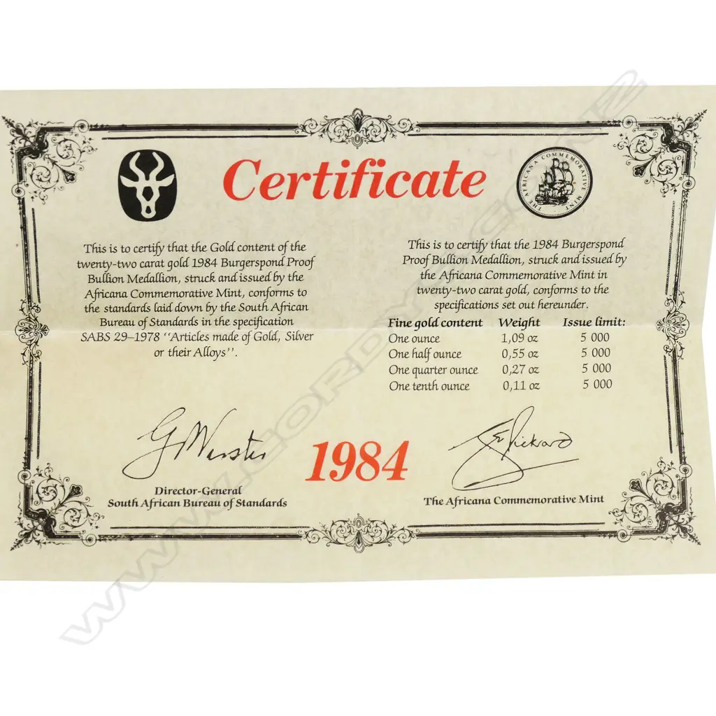 The South Africa 1984 Krugerrand four gold coin limited cased proof set, Image 1++