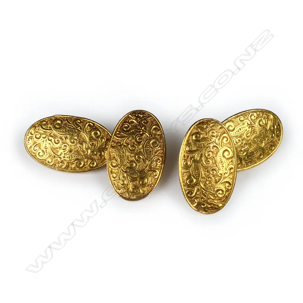 A pair of Victorian 18ct gold cuff links, Image 1++