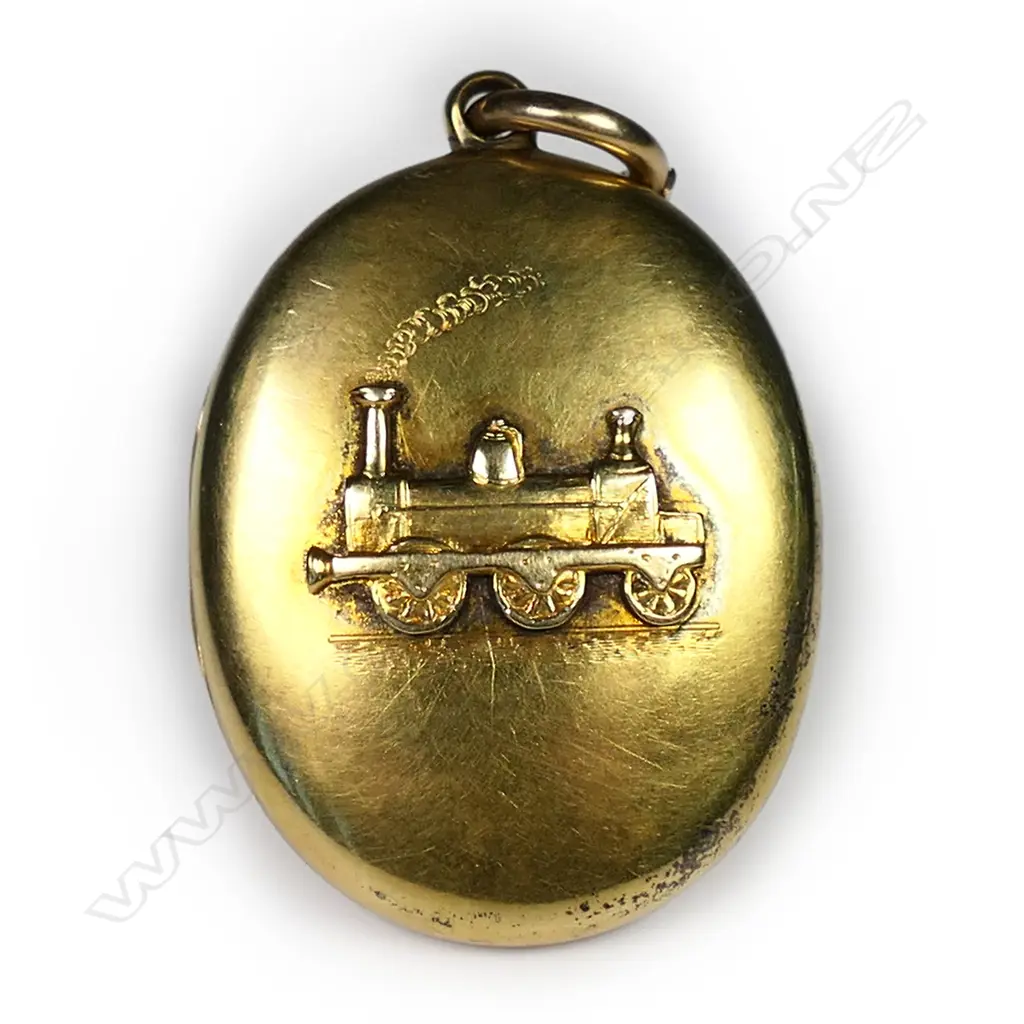 A rare 1879 New Zealand locomotive interest presentation 18ct yellow gold locket, Image 1++