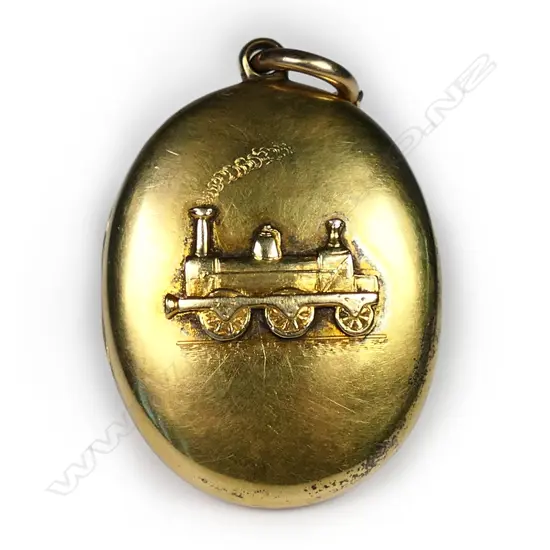 A rare 1879 New Zealand locomotive interest presentation 18ct yellow gold locket,