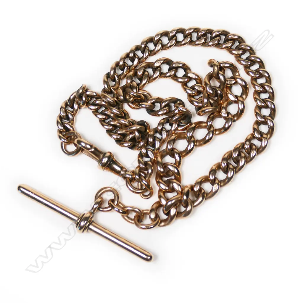 A c.1900 9ct rose gold Albert chain, Image 1++