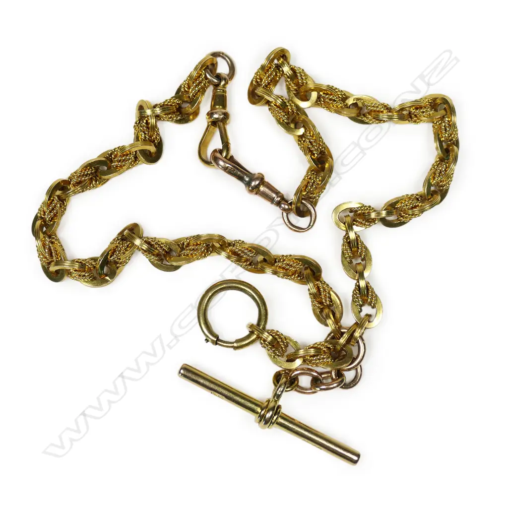 A 9ct yellow gold Prince of Wales link Albert chain, Image 1++