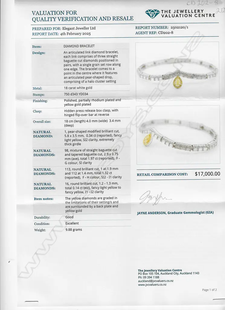 An impressive 18ct white gold with white and yellow diamond bracelet, Image 1++