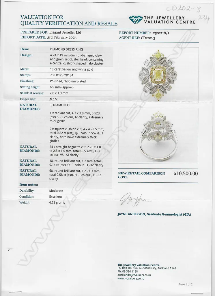 An 18ct white gold and white and yellow diamond ring, Image 1++