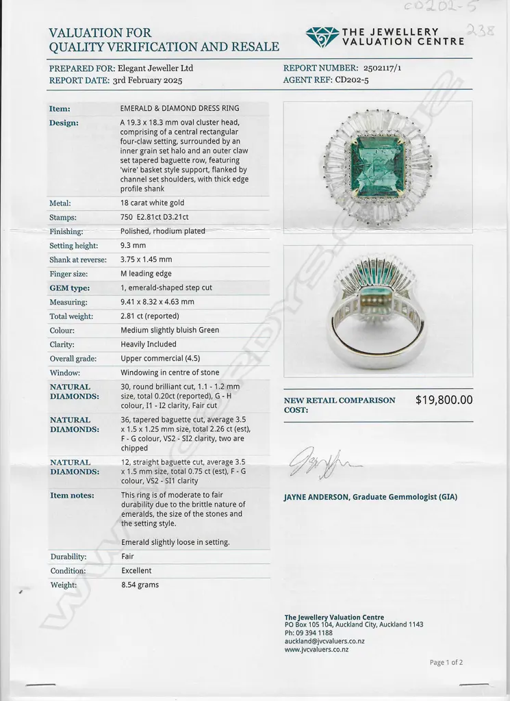An 18ct white gold emerald and diamond ballerina ring, Image 1++