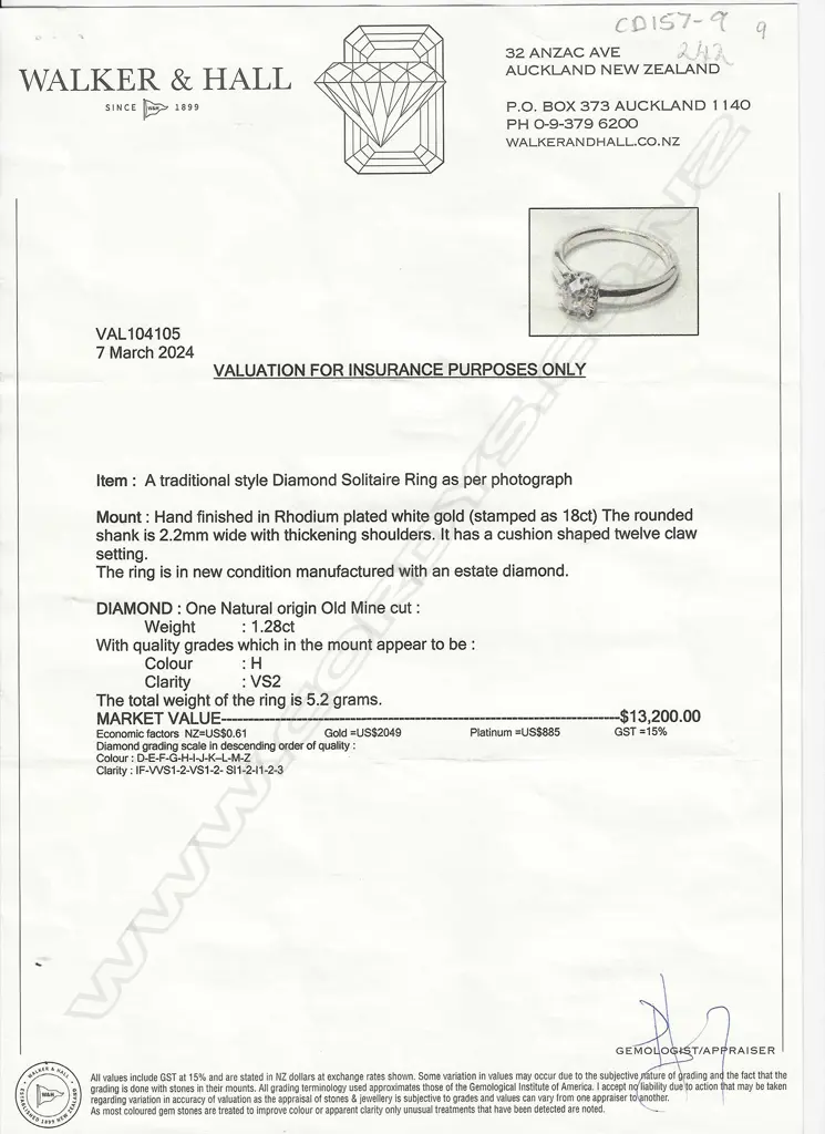 An 18ct white gold and diamond solitaire ring, Image 1++