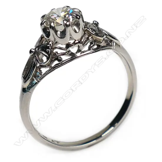 A platinum and diamond solitaire ring,