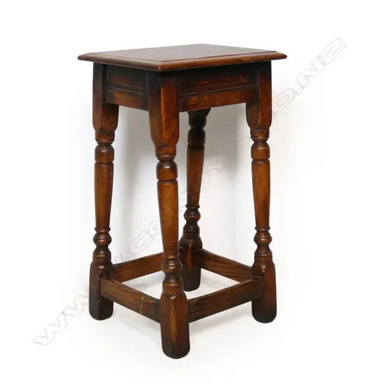 An oak Elizabethan style joint stool,