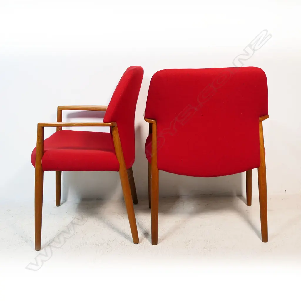 A pair of Danish modern oak framed mid-century designed armchairs, Image 1++