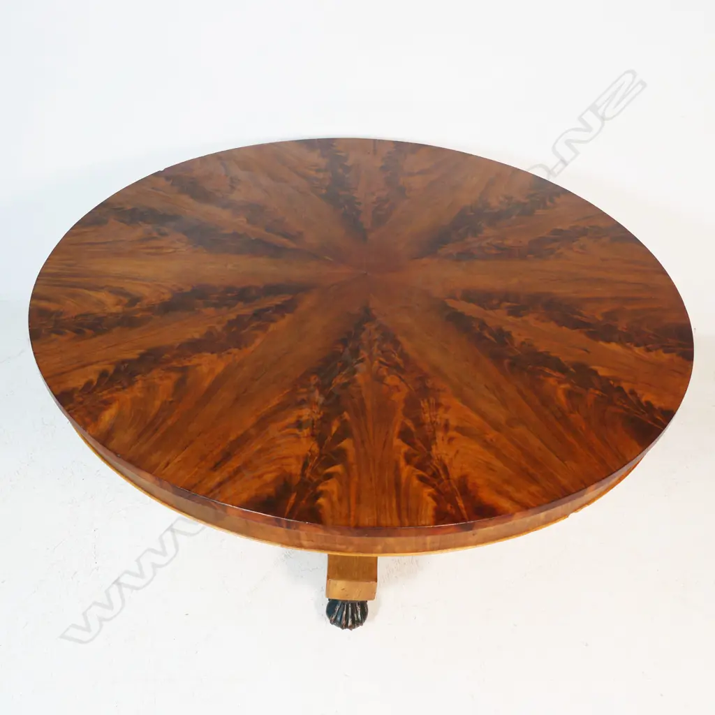An uncommon early 19thC Austrian Empire round tilt top dining table, Image 1++