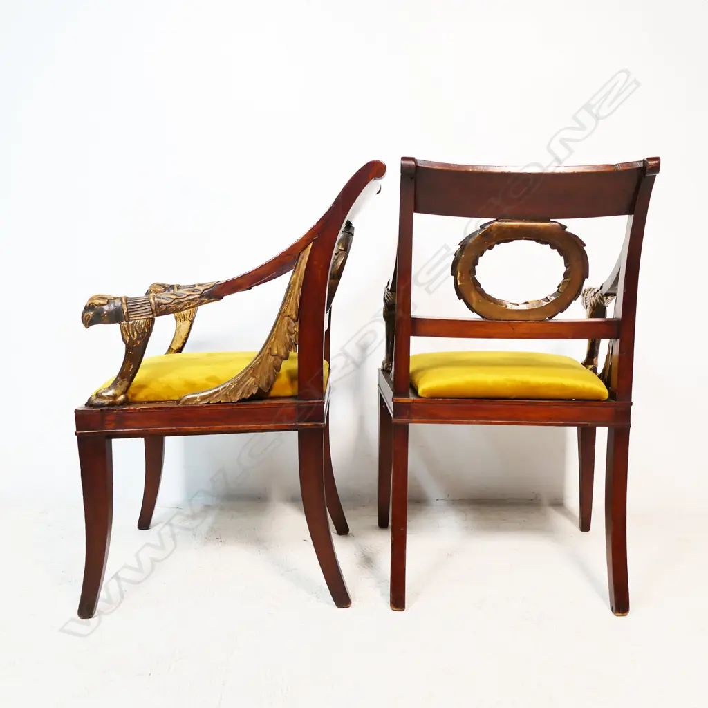 A quality pair of early 19thC Russian Empire mahogany fauteuil arm chairs, Image 1++