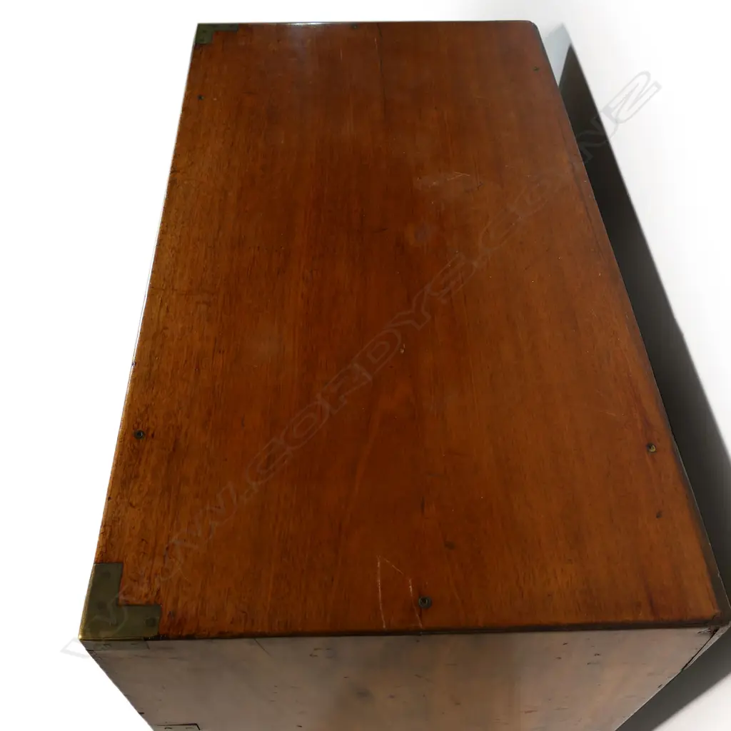 A Victorian mahogany campaign secretaire chest, Image 1++