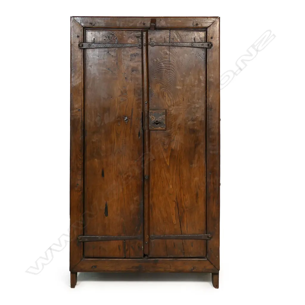A 19thC Continental fruitwood primitive country cupboard, Image 1++