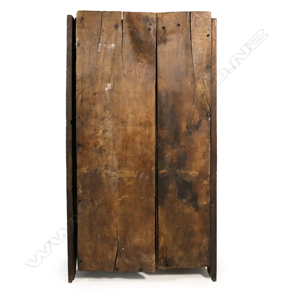 A 19thC Continental fruitwood primitive country cupboard, Image 1++