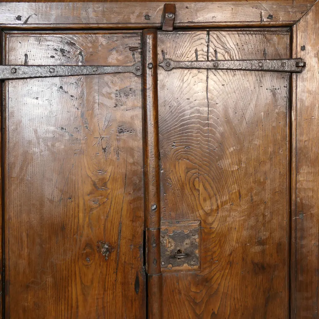 A 19thC Continental fruitwood primitive country cupboard, Image 1++