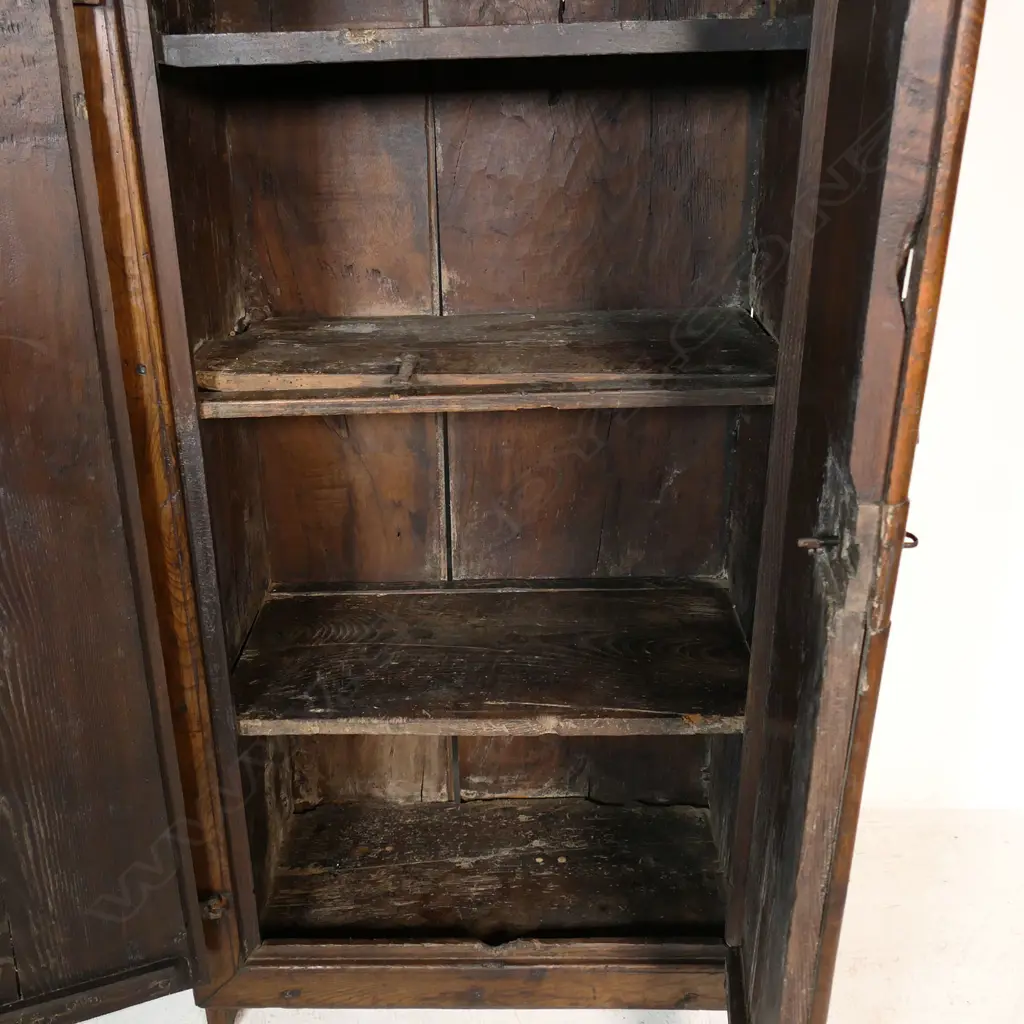 A 19thC Continental fruitwood primitive country cupboard, Image 1++