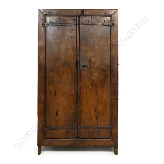 A 19thC Continental fruitwood primitive country cupboard,