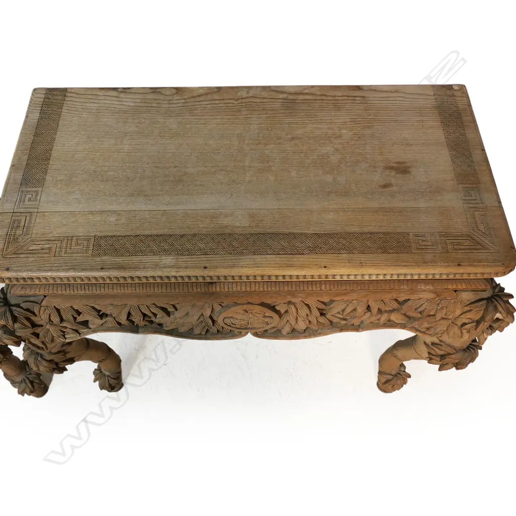 A pair of late 19thC Japanese Meiji period carved faux bamboo console tables, Image 1++