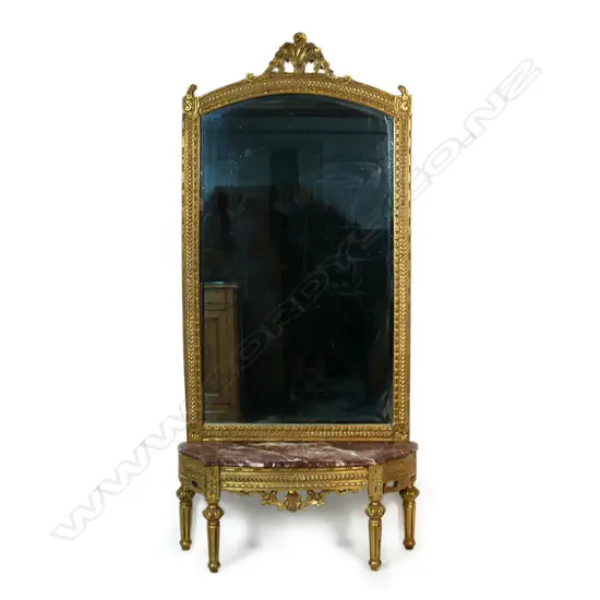 A French style console table and mirror,