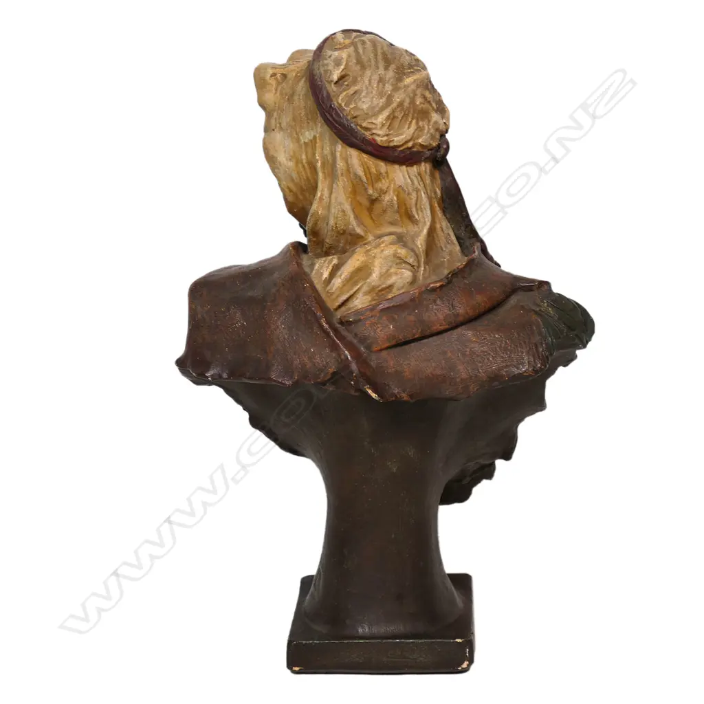 A late 19thC Eduard Stellmacher cold painted Orientalist terracotta bust of an Arabian gent, Image 1++