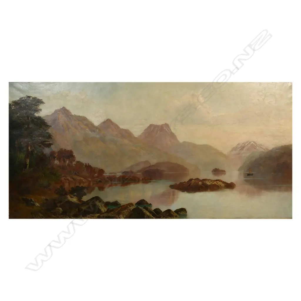 Laurence William Wilson (1850-1912), 'Hunter Mountains, Lake Manapouri', Image 1++