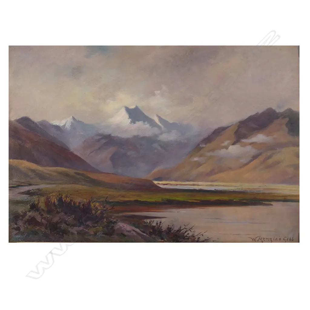 William Menzies Gibb (1859-1931) South Island lake and valley scene, Image 1++