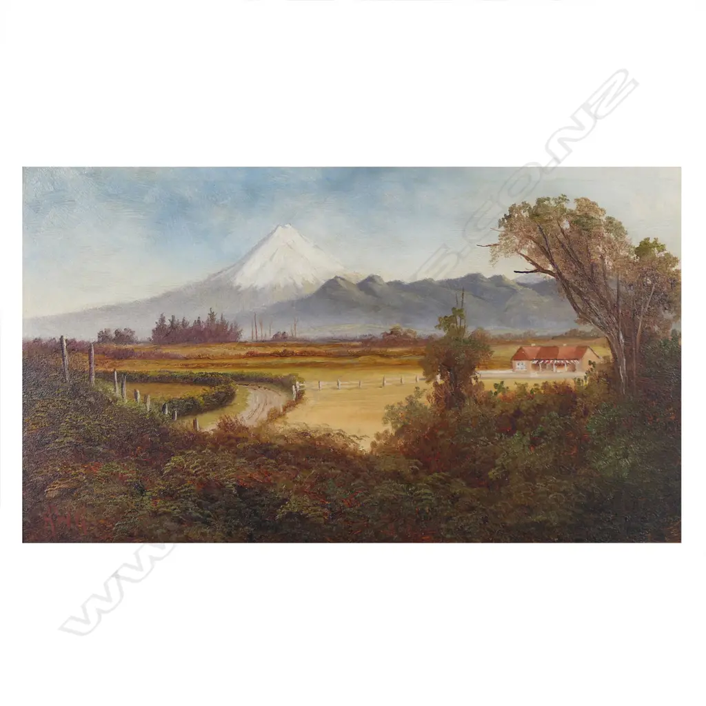 Henry William Kirkwood (1824-1925) Mount Taranaki and rural landscape, Image 1++