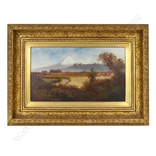 Henry William Kirkwood (1824-1925) Mount Taranaki and rural landscape,