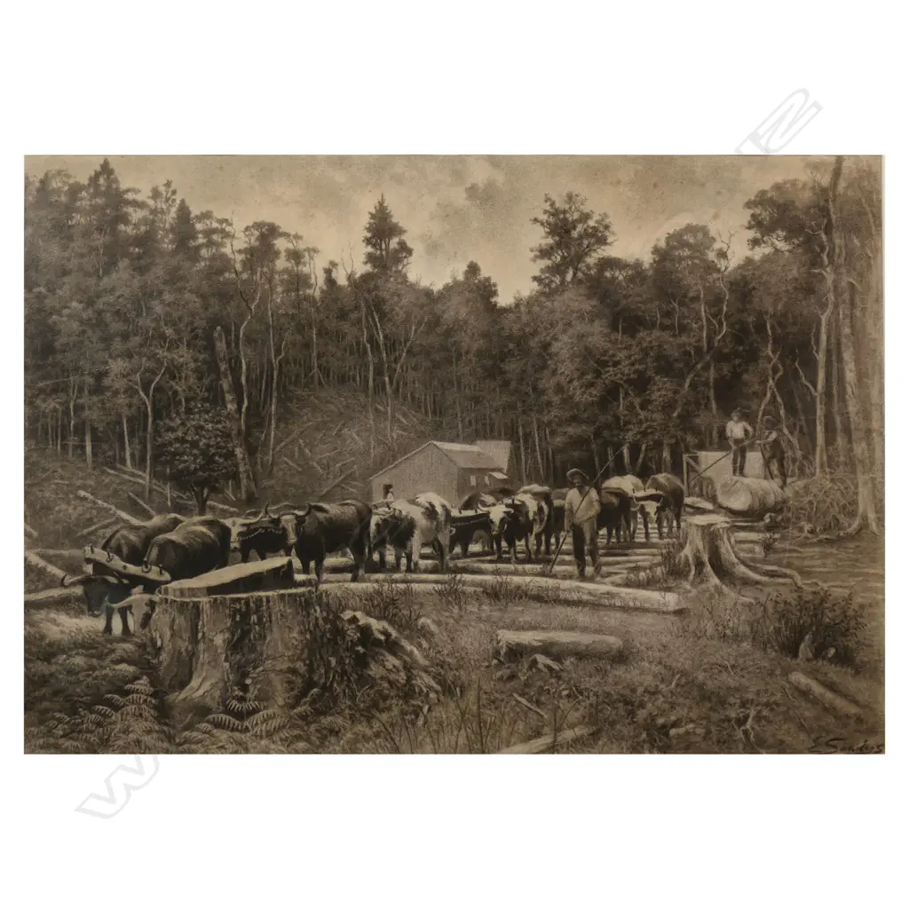 Edward Roper Stapleton Sandys (UK/NZ, 1845-1909) 'Timber Mining in the Kauri Country', Image 1++