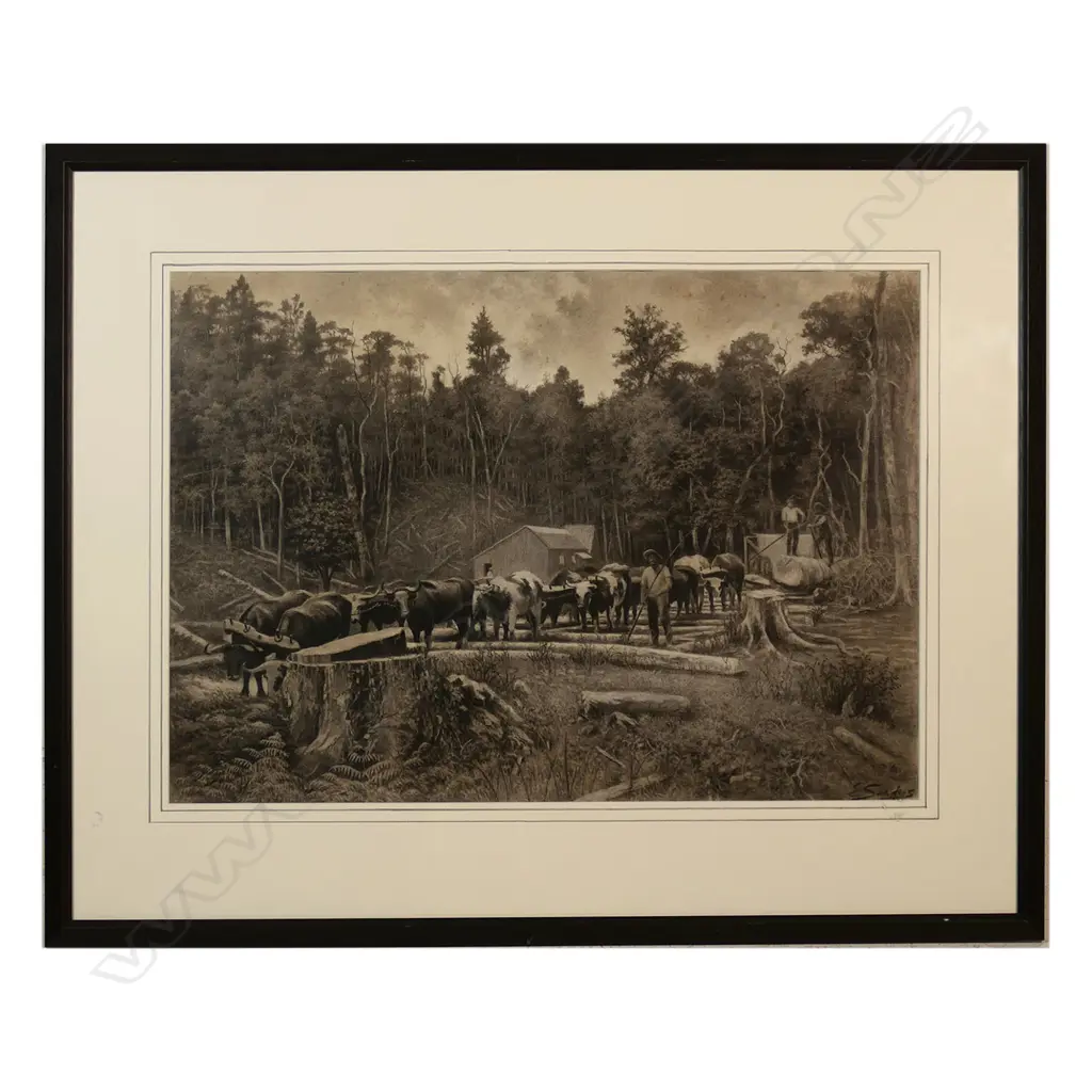 Edward Roper Stapleton Sandys (UK/NZ, 1845-1909) 'Timber Mining in the Kauri Country', Image 1++