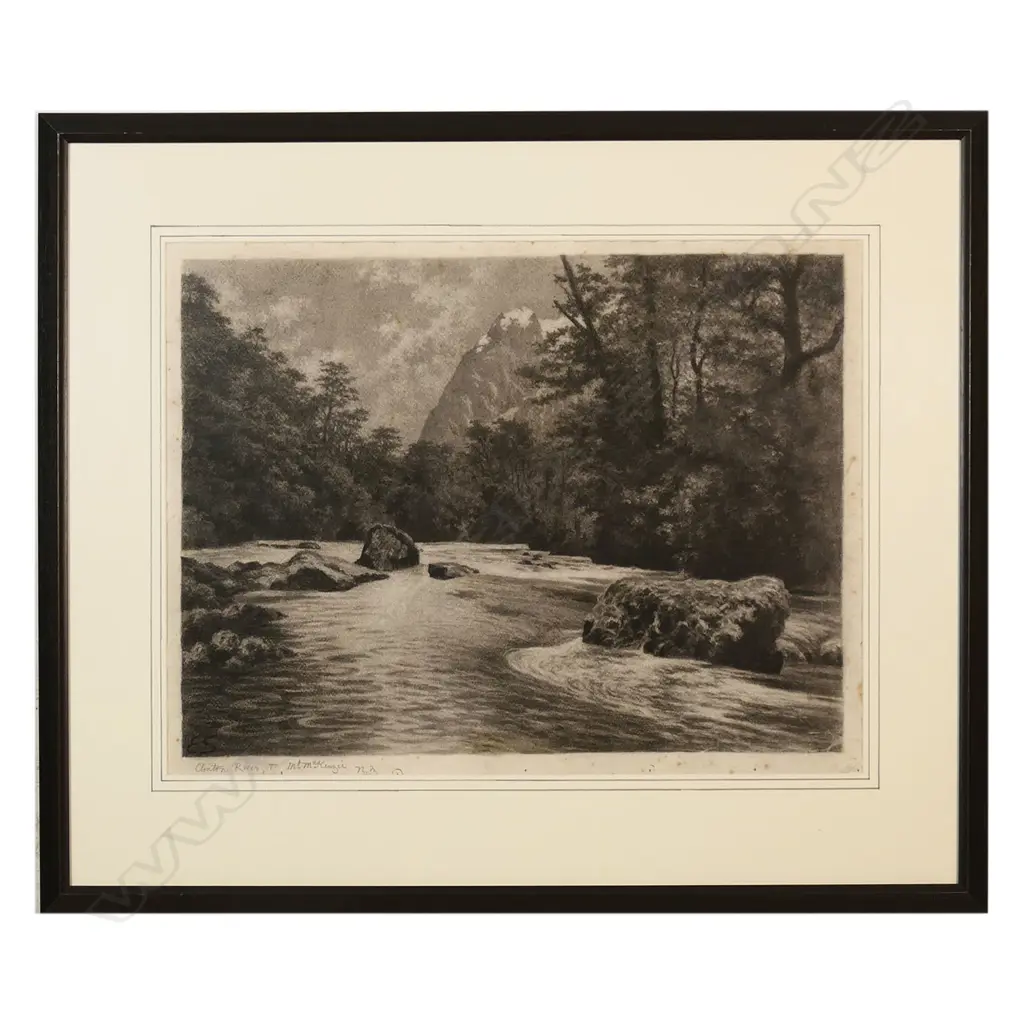 Edward Roper Stapleton Sandys (UK/NZ 1845-1909) 'Clinton River + Mt. McKenzie N.Z.', Image 1++