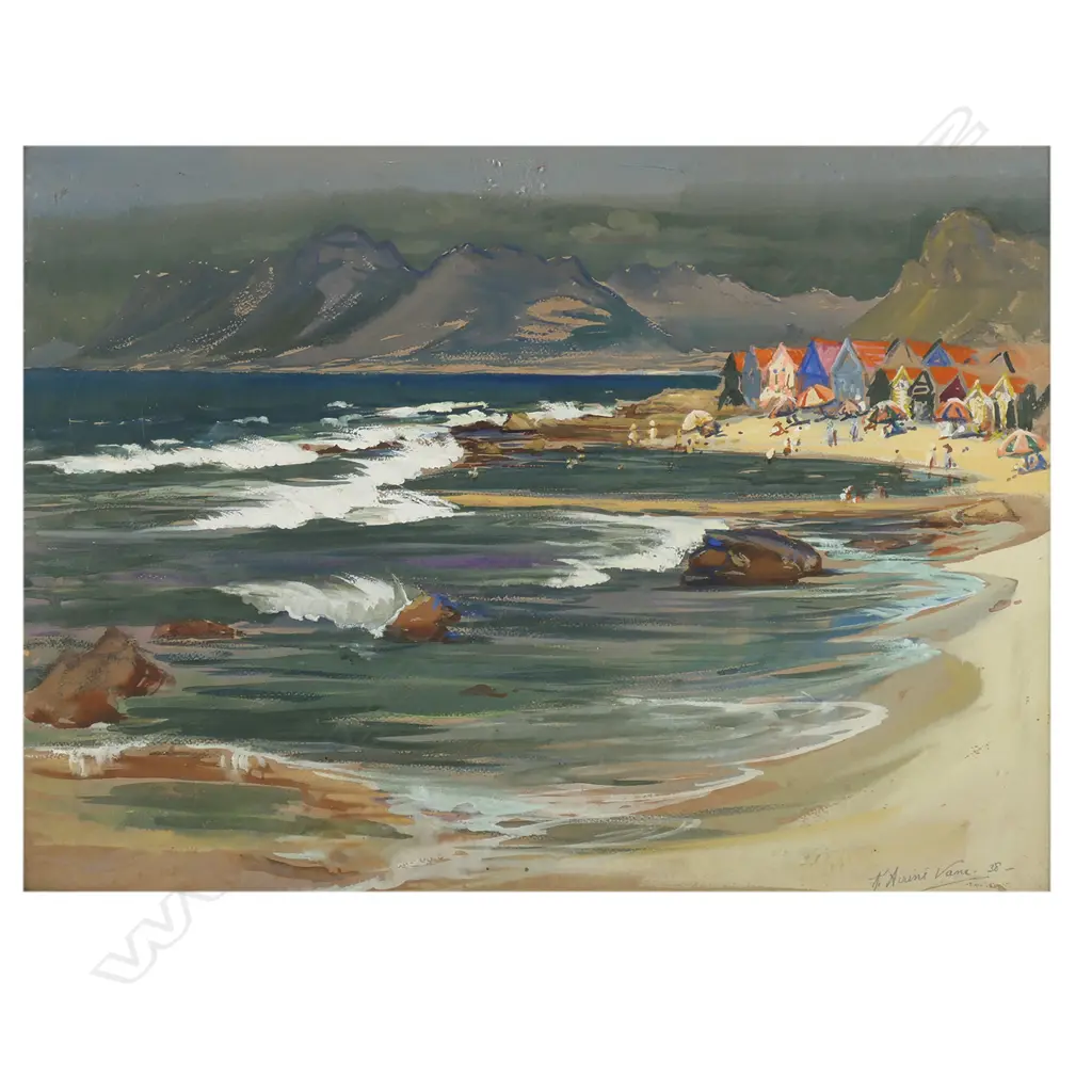 Kathleen (Kitty) Airini Vane (1891-1965) beach scene with boat sheds, Image 1++