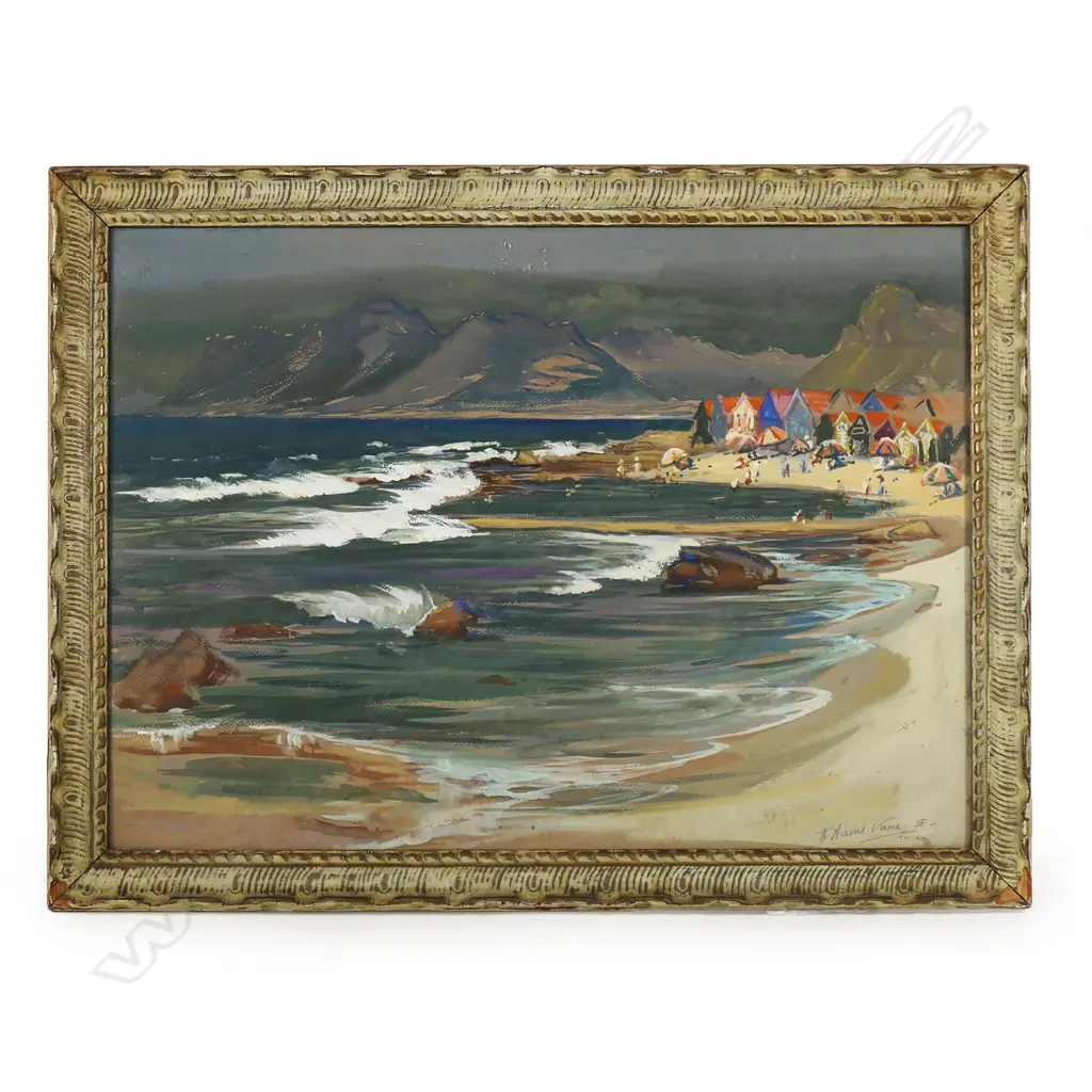 Kathleen (Kitty) Airini Vane (1891-1965) beach scene with boat sheds, Image 1++