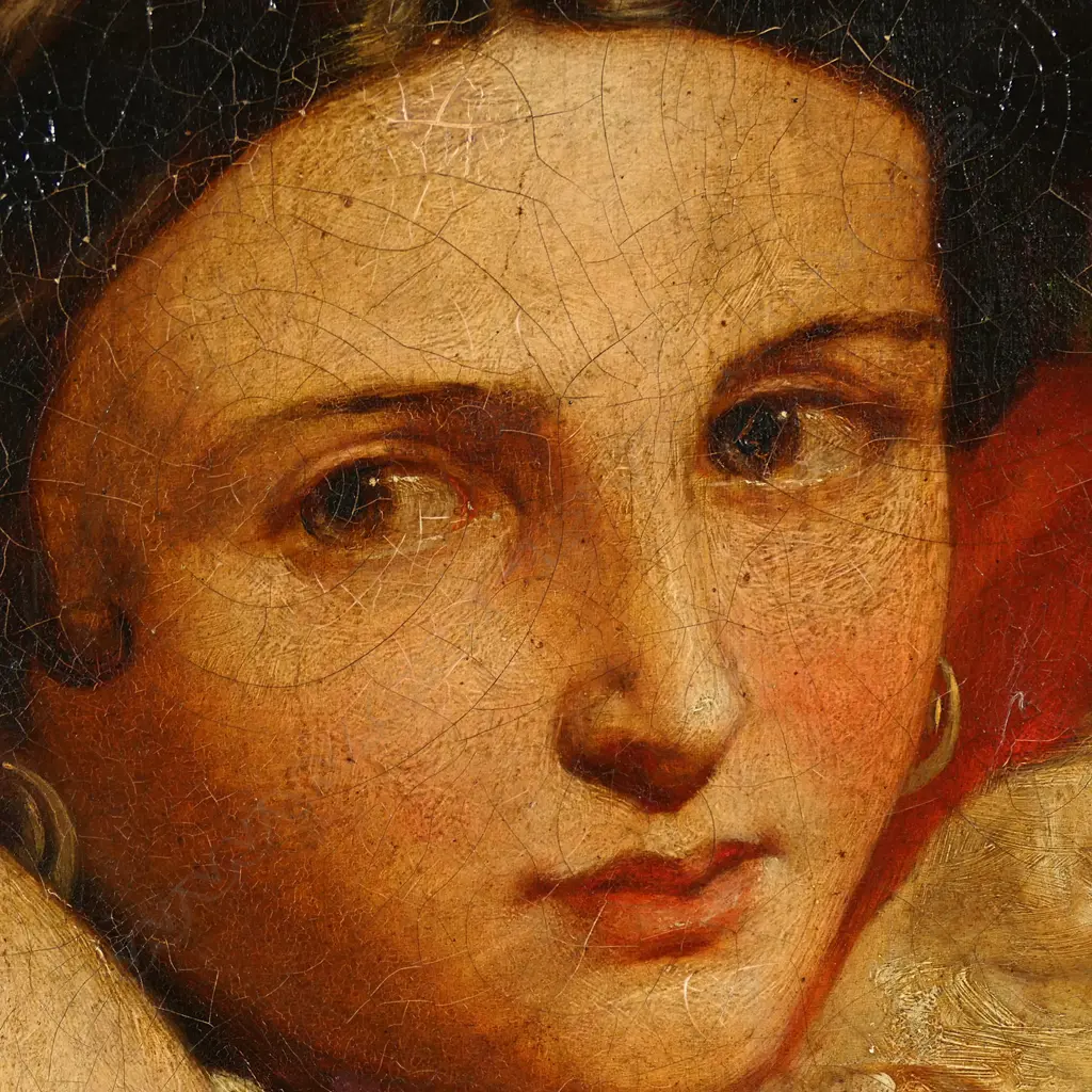 19thC Artist Unknown Portrait of a young woman in provocative pose, Image 1++