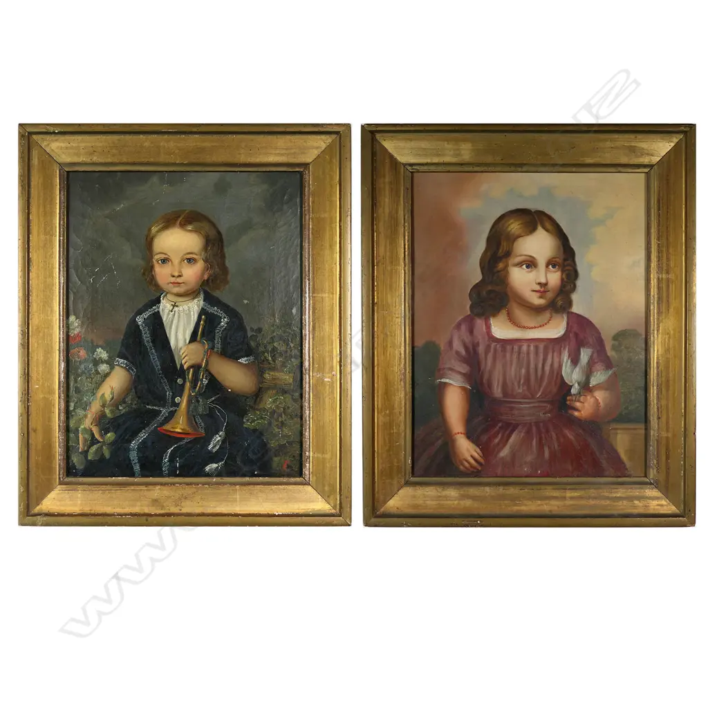 19thC Artist unknown two portraits of young girls, Image 1++