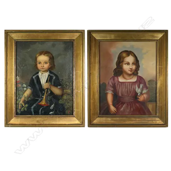 19thC Artist unknown two portraits of young girls,