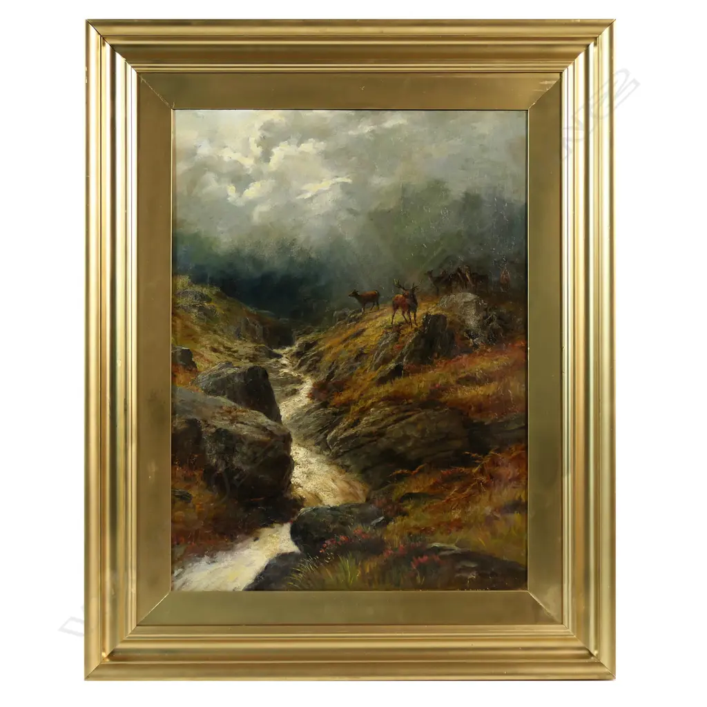 Charles Stuart (1838-c.1907) Highland stream with deer, Image 1++
