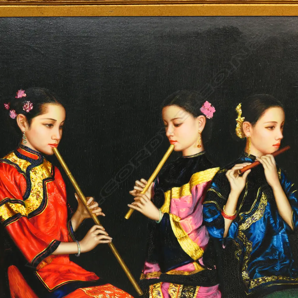 After Chen Yifei 'The Banquet' - oil on canvas - unsigned. 900 x 1200mm. Image 1++