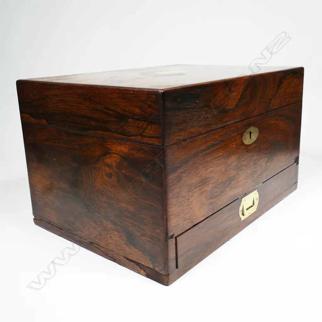 A quality Victorian rosewood travelling vanity and jewel case, Image 1++