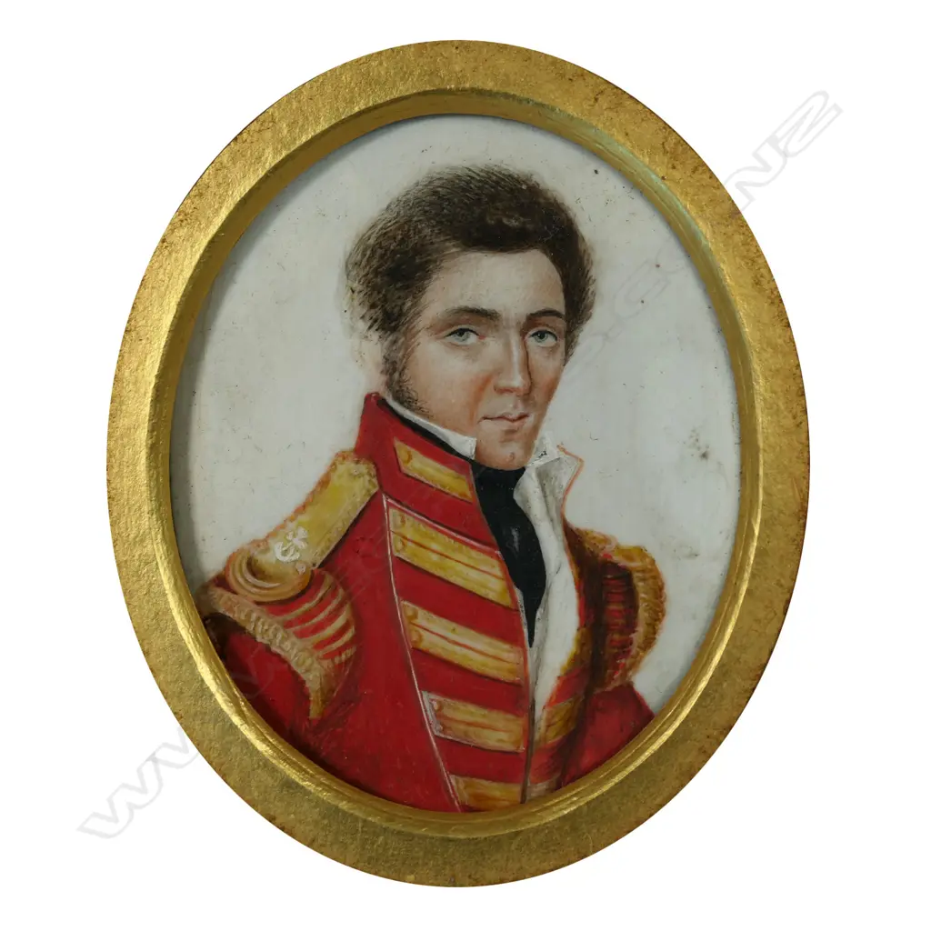 An early 19thC portrait miniature of a military gent, Image 1++