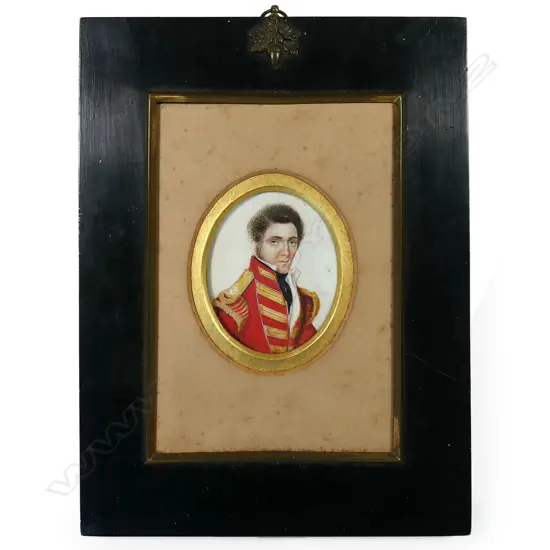 An early 19thC portrait miniature of a military gent,