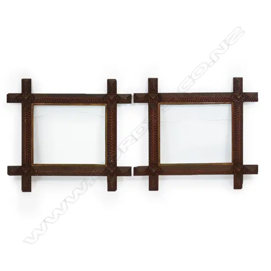 A pair of c.1900 kauri tramp art picture frames,