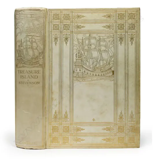 An early 1900s copy of Treasure Island by Robert Louis Stevenson,