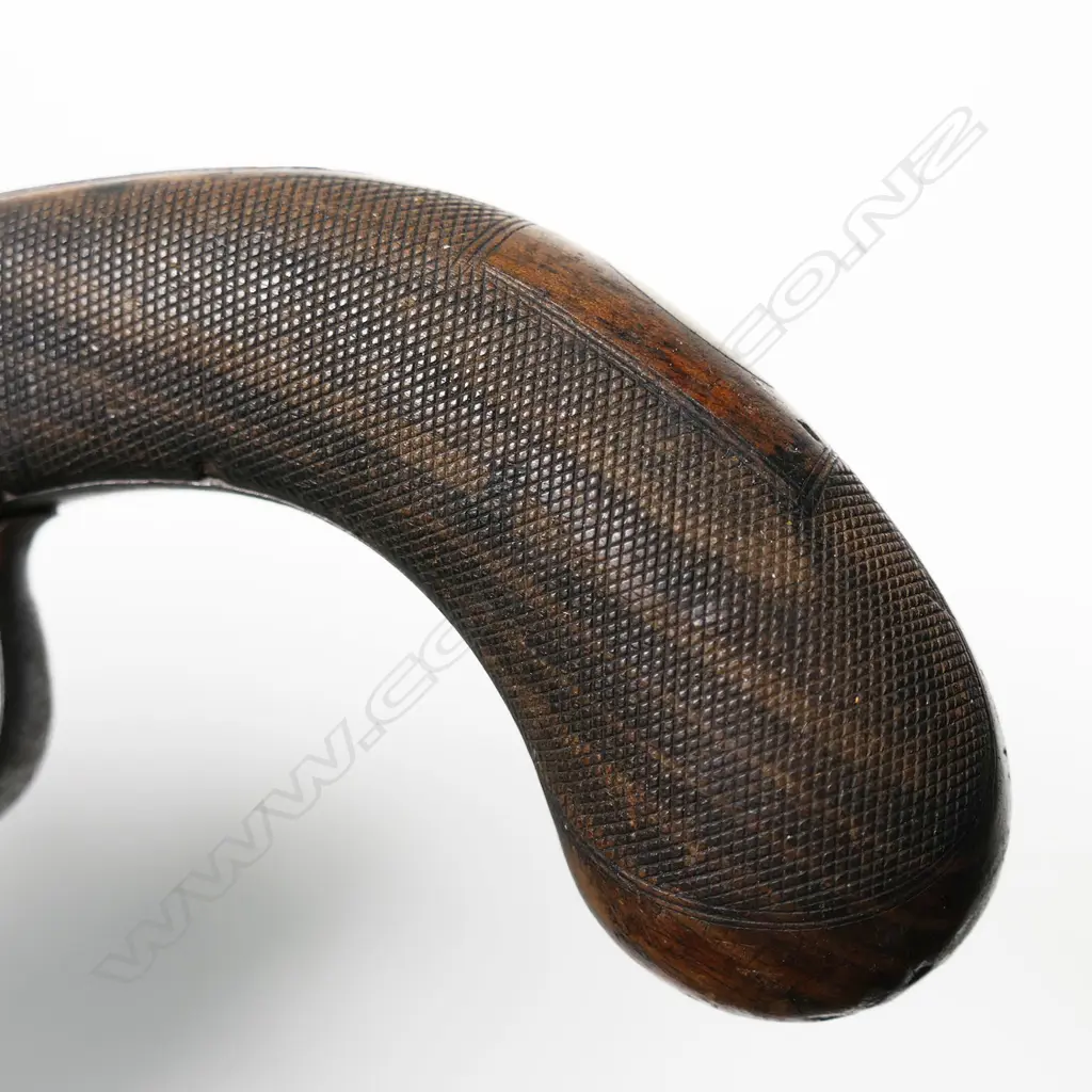 A 19thC un-named English side hammer box lock percussion pistol, Image 1++