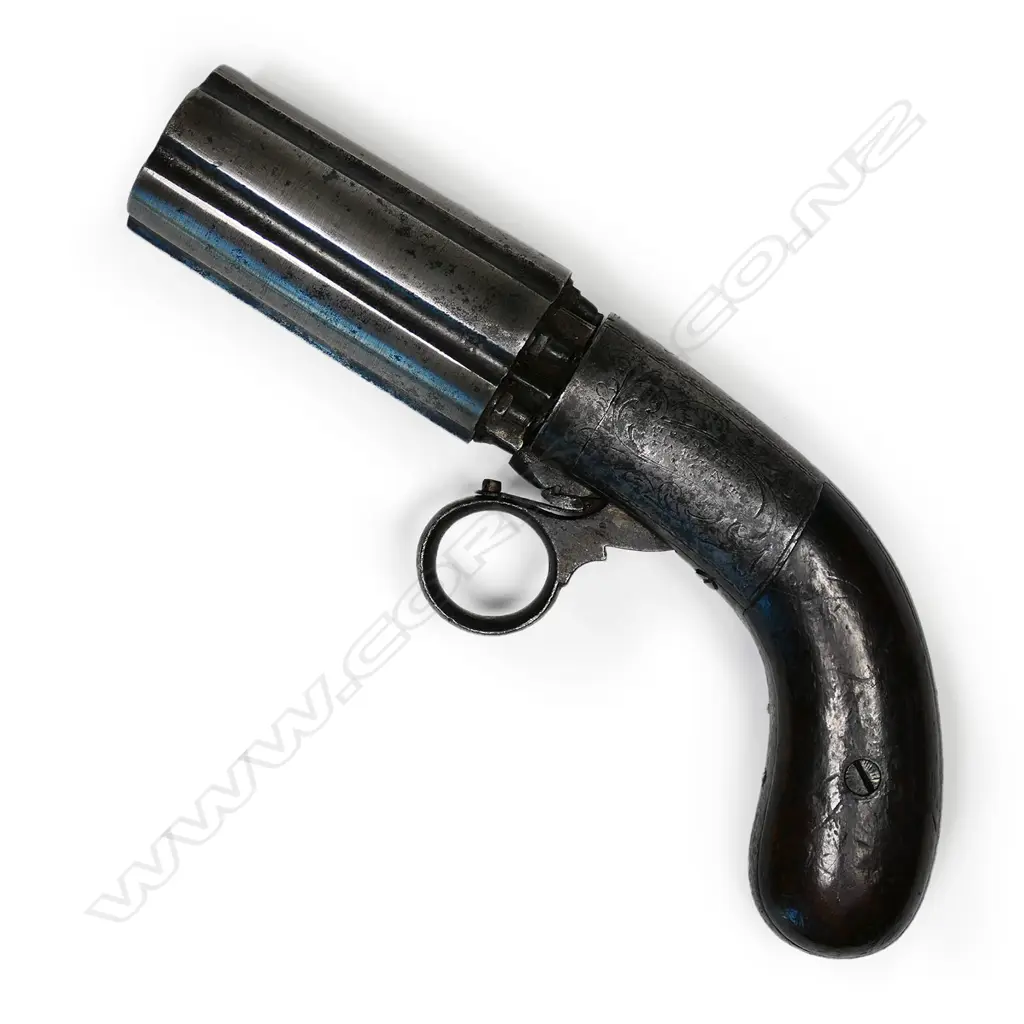 A 19thC pepperbox six-barrel pistol by J. Cooper, Image 1++