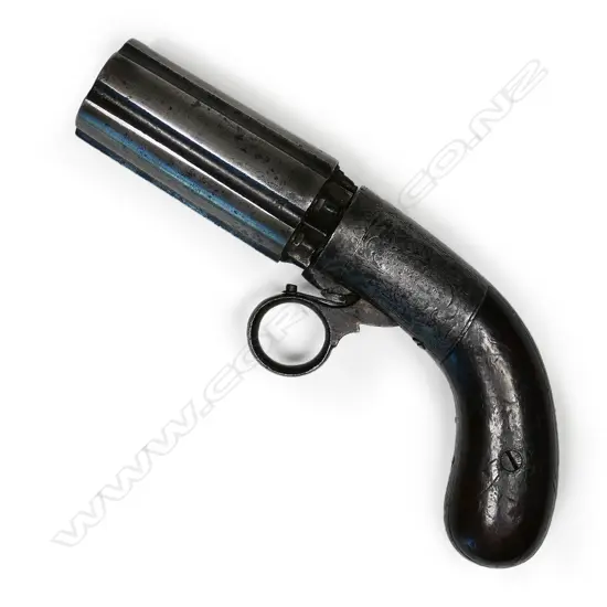 A 19thC pepperbox six-barrel pistol by J. Cooper,