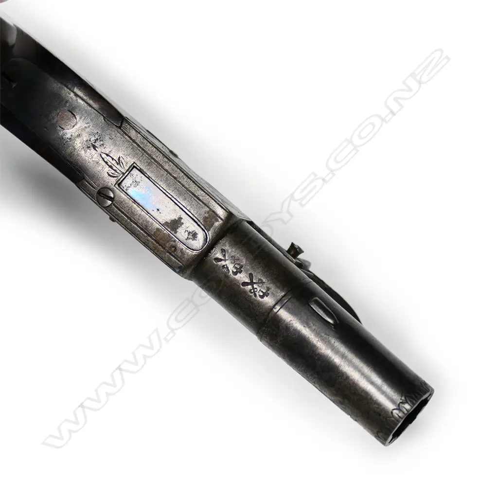 A 19thC flintlock box lock pocket pistol by ‘Bond’ of London, Image 1++