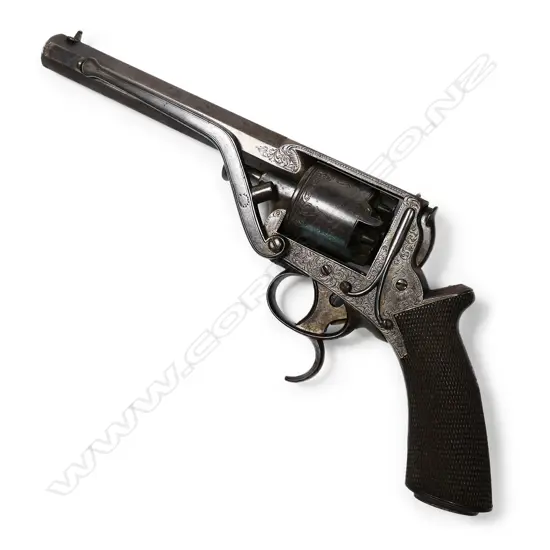 A rare 1855 Tranter percussion double trigger pistol,