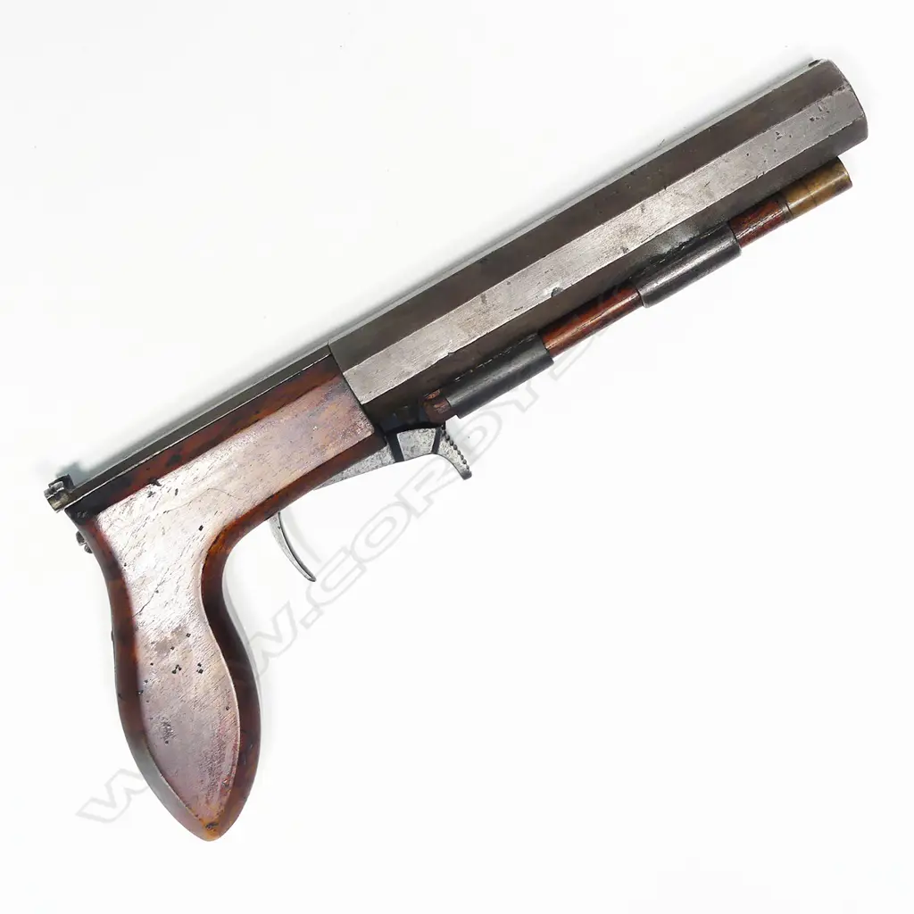 A 19thC .44 Calibre under hammer percussion pistol, Image 1++